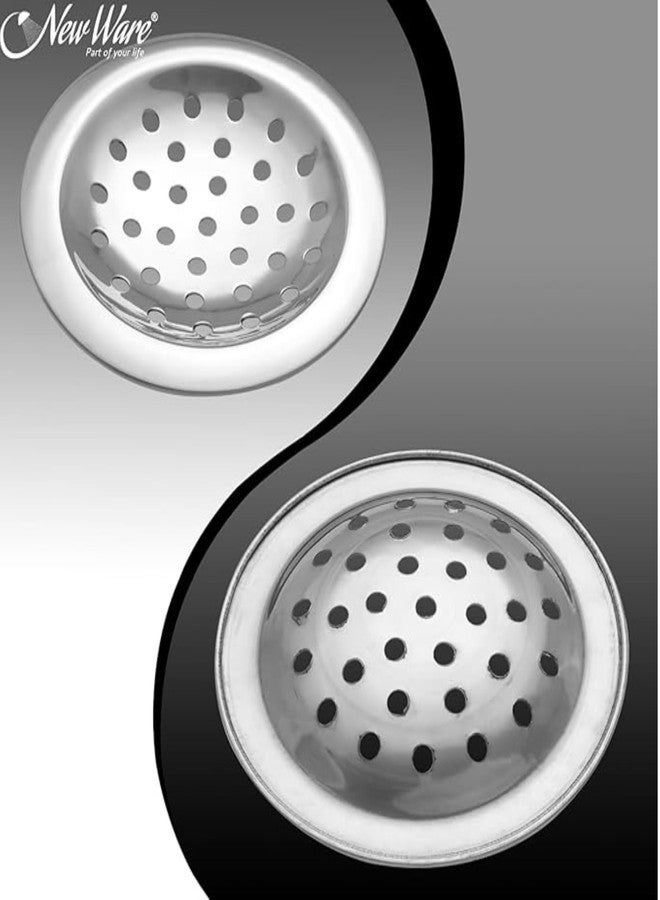 New Ware® 5 Inch Round Stainless Steel Bathroom Floor Drain Jali | Multiple Hole Water Drain Grating | Chrome Finish Rust-Resistant Cover - Image 3